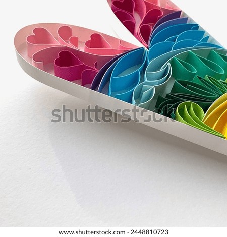 Landscape, Quilling Art, Quill Heart Ornament, Quilling Valentines Day Ornament, Quilling Decoration, Quilled Heart, Hanging Ornament, 3D Quill Papercraft, Rainbow, Colorful Royalty-Free Stock Photo #2448810723