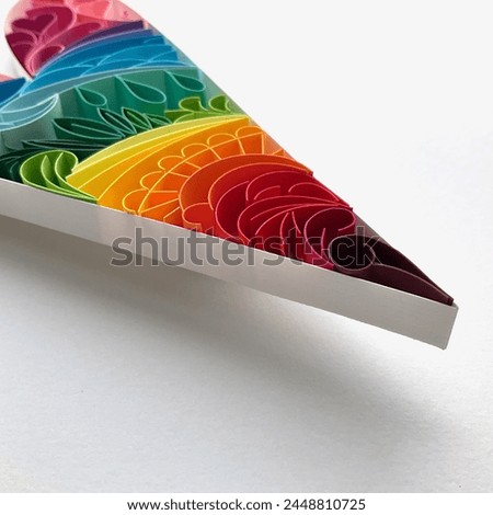 Landscape, Quilling Art, Quill Heart Ornament, Quilling Valentines Day Ornament, Quilling Decoration, Quilled Heart, Hanging Ornament, 3D Quill Papercraft, Rainbow, Colorful Royalty-Free Stock Photo #2448810725