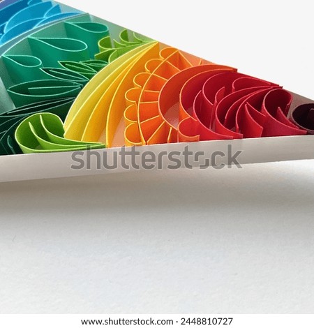 Landscape, Quilling Art, Quill Heart Ornament, Quilling Valentines Day Ornament, Quilling Decoration, Quilled Heart, Hanging Ornament, 3D Quill Papercraft, Rainbow, Colorful Royalty-Free Stock Photo #2448810727