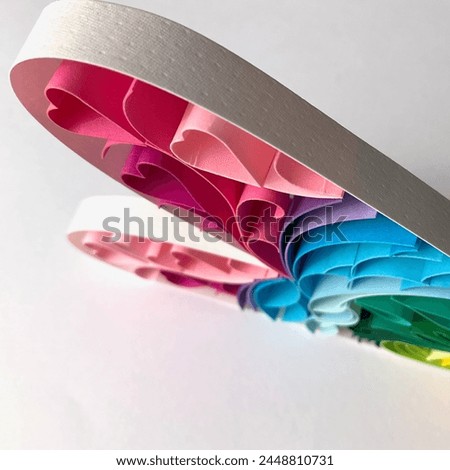 Landscape, Quilling Art, Quill Heart Ornament, Quilling Valentines Day Ornament, Quilling Decoration, Quilled Heart, Hanging Ornament, 3D Quill Papercraft, Rainbow, Colorful Royalty-Free Stock Photo #2448810731