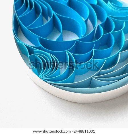 Quilling Art, Quill Teardrop Ornament, Quilling Valentines Day Ornament, Quilling Decoration, Quilled Water Drop, Hanging Ornament, 3D Quill Papercraft, Blue Royalty-Free Stock Photo #2448811031