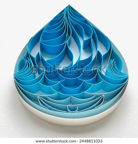 Quilling Art, Quill Teardrop Ornament, Quilling Valentines Day Ornament, Quilling Decoration, Quilled Water Drop, Hanging Ornament, 3D Quill Papercraft, Blue Royalty-Free Stock Photo #2448811033