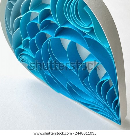 Quilling Art, Quill Teardrop Ornament, Quilling Valentines Day Ornament, Quilling Decoration, Quilled Water Drop, Hanging Ornament, 3D Quill Papercraft, Blue Royalty-Free Stock Photo #2448811035