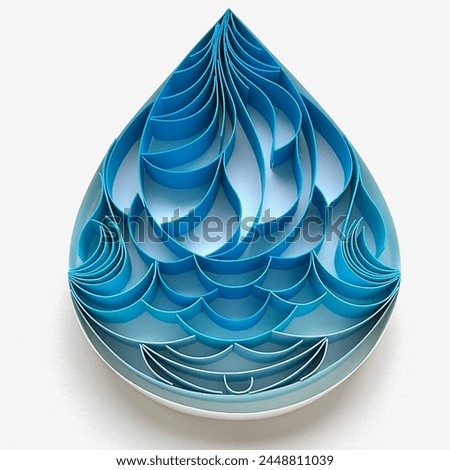 Quilling Art, Quill Teardrop Ornament, Quilling Valentines Day Ornament, Quilling Decoration, Quilled Water Drop, Hanging Ornament, 3D Quill Papercraft, Blue Royalty-Free Stock Photo #2448811039