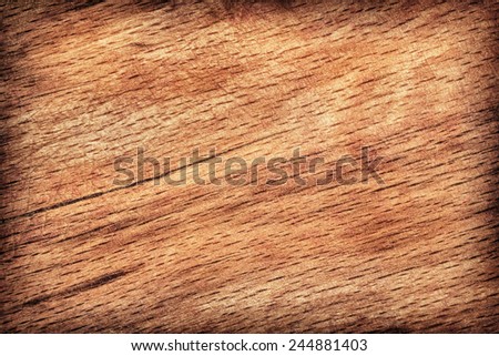 Photograph of old, roughly treated, warn out Beech Cutting Board vignette, grunge texture detail.