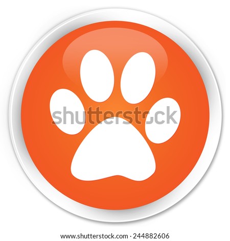 Animal footprint icon orange glossy round button