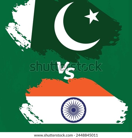 India VS Pakistan, Cricket Match brush effect flag concept with creative illustration of participant countries flag isolated on white background. IND VS PAK