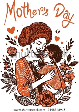 Mothers Day, Vector, Family, Mom and son, Mom, daughter
