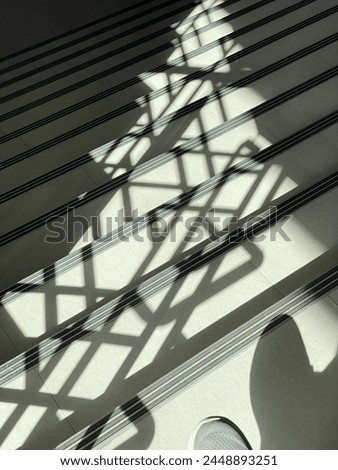 Abstract shadows on the stairs floor, The abstract background.