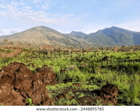 Mt. Guntur in Garut, West Java Province. This picture was taken in Bukit Tegal Malaka where these area have a savanna with lava rock formation