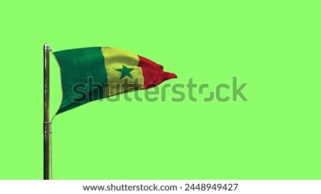 waving flag of Senegal for veterans day on chroma key screen, isolated - object 3D illustration