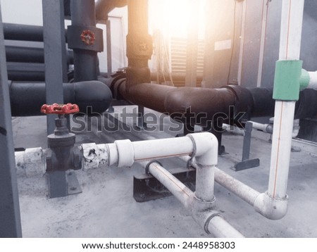 Installation pipe lines and valve control pressure in the Air Handling Unit.