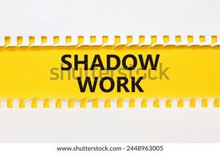 Shadow work psychology symbol. Concept words Shadow work on beautiful yellow paper. Beautiful white paper background. Psychology shadow work concept. Copy space.
