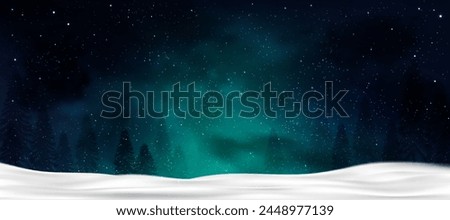 Christmas Background,Winter Night sky dark blue with starry,snowy in woodland landscape with firs,coniferous forest pine and falling snow,Vector Banner for Xmas,New year holidays 2025 greeting card