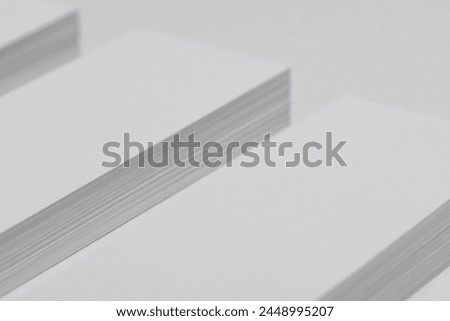 Photo of business cards. Template for branding identity. For graphic designers presentations and portfolios. Blank business cards on white background. Mockup for branding identity