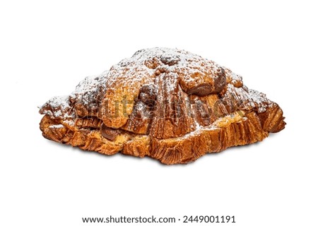 Crookie criossant in high resolution image and isolated in white with blurry ends