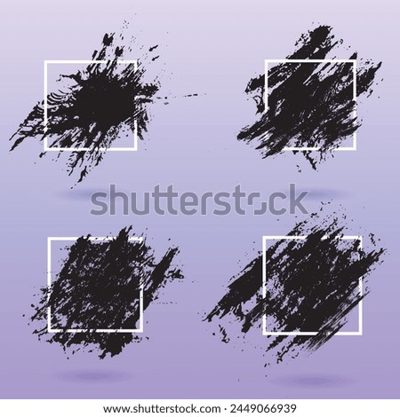 Set of grunge textures on gradient background in square frames. EPS 10 vector set of sketches Royalty-Free Stock Photo #2449066939