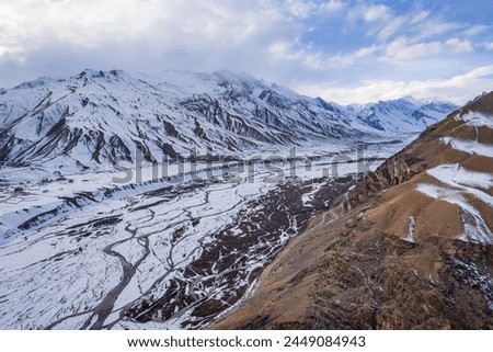 Himalayas – beautiful iconic landscape picture of the highest mountains in the World covered by the snow, Spiti valley, India.