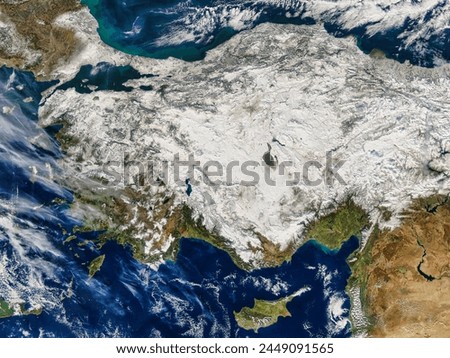 Snow in Turkey. . Elements of this image furnished by NASA.