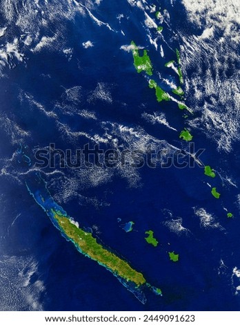 New Caledonia and Vanuatu, South Pacific Ocean. New Caledonia and Vanuatu, South Pacific Ocean. Elements of this image furnished by NASA. Royalty-Free Stock Photo #2449091623