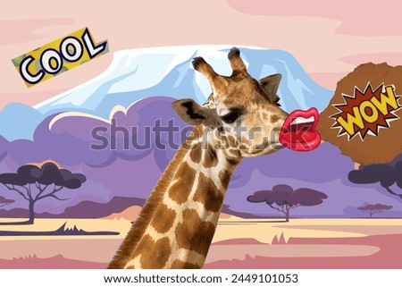 abstract giraffe safari background collage aesthetic