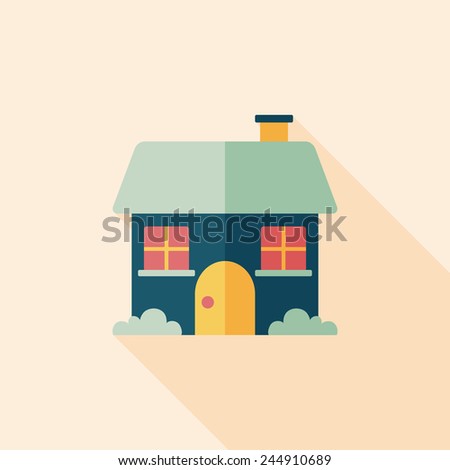 Building house flat icon with long shadow,eps10