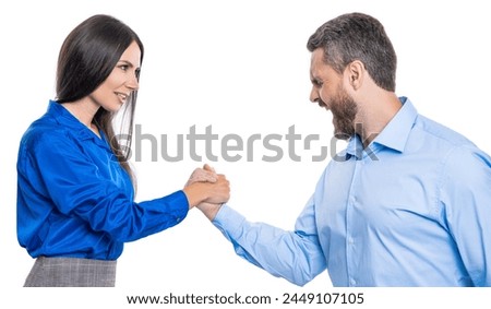 business competition. businesspeople competing in arm wrestling isolated on white. confrontation in office. business competitors doing arm wrestling. competition for leadership. entrepreneur fight