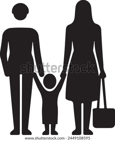 Flat design mother and son silhouette