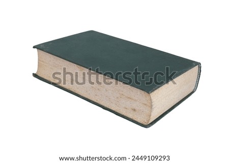 Retro old green book isolated on white