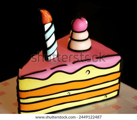 A beautiful birthday cake made of colorful fondants.