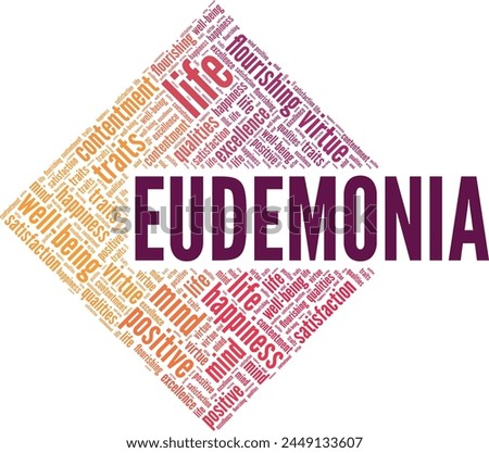 Eudemonia word cloud conceptual design isolated on white background.