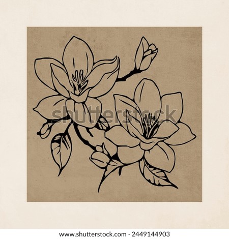 Botanical pattern for printing on wall decorations