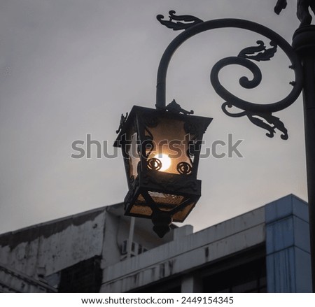 vintage street lamp on braga street bandung indonesia