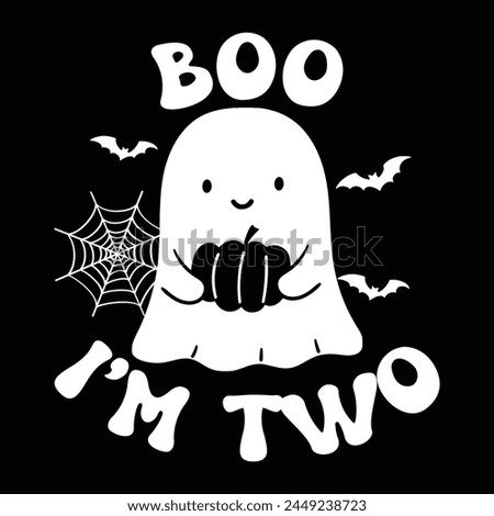 Boo I'M Two Design Vector Illustration Clipart, Quotes Shirt Royalty-Free Stock Photo #2449238723
