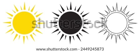 Sun icons vector isolated on white background. Shine sun ray set. Sunshine vector sign. Sunset icon collection. Abstract art. vector illustration. EPs 10