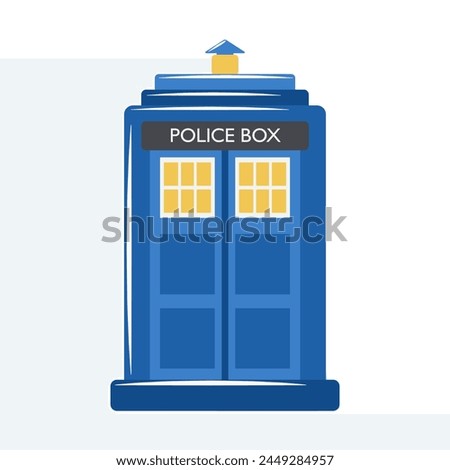 Traditional British police box, abstract travel to London sticker vector illustration Royalty-Free Stock Photo #2449284957