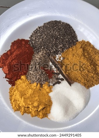 This is a picture of the spices that are used to make chicken curry. People can use this picture for their YouTube videos or for thum mail.