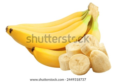 bunch of Bananas isolated on white background, clipping path, full depth of field