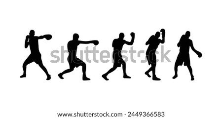 Boxing player silhouette. Silhouette of a male boxing player isolated on a white background.