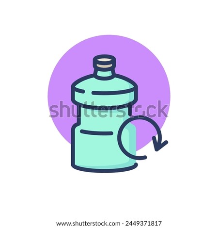 Reusable bottle for water line icon. Recycling arrow, plastic container, storage. Fresh water, aqua concept. Vector illustration for web design and apps