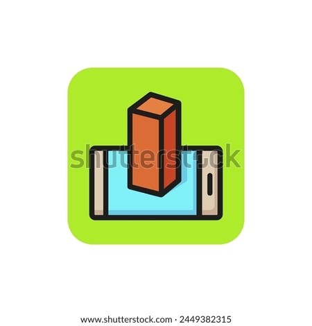 Icon of block growing from smartphone. Building, gadget, development. Futuristic concept. Can be used for topics like new technology,  augmented reality, innovation Royalty-Free Stock Photo #2449382315