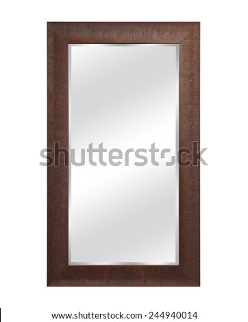 old mirror with vintage frame isolated on white background