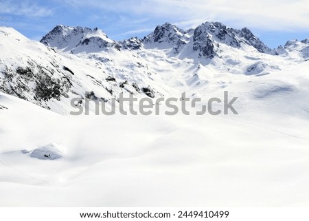 
Winter sport on snowy landscape Alpine skiing holiday
