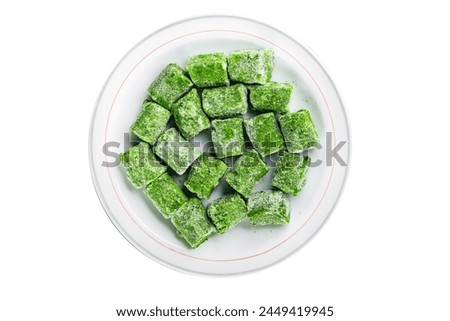 frozen spinach portion cube semifinished fresh food tasty healthy eating cooking meal snack on the table copy space food background rustic top view keto or paleo diet vegetarian vegan food Royalty-Free Stock Photo #2449419945