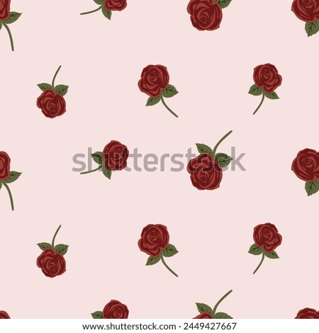 ROSE FLORAL WITH LEAF SEAMLESS PATTERN ALL OVER PRINT VECTOR ILLUSTRATION