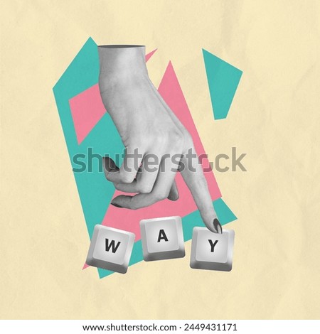 Type Hand Creative Art Collage Popular Pop Style Icon Poster Post Card Modern Texture Background Copy Space 