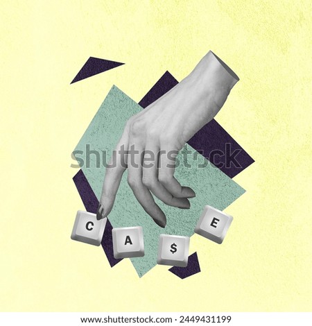 Type Hand Creative Art Collage Popular Pop Style Icon Poster Post Card Modern Texture Background Copy Space 
