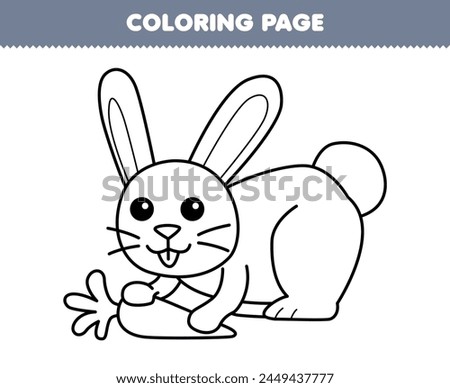 Game for children coloring page of cute rabbit eating carrot line art printable pet worksheet