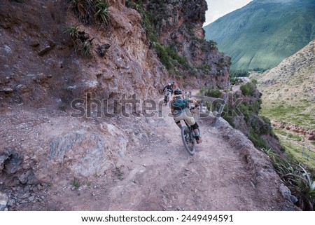 The Sacred Valley of Peru is not only a treasure trove of historical and cultural wonders but also a paradise for outdoor enthusiasts, including mountain bikers. Royalty-Free Stock Photo #2449494591