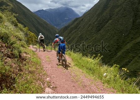 The Sacred Valley of Peru is not only a treasure trove of historical and cultural wonders but also a paradise for outdoor enthusiasts, including mountain bikers. Royalty-Free Stock Photo #2449494655